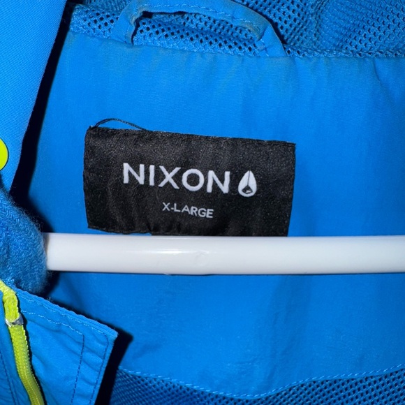 Nixon Blue Windbreaker with Neon Zipper and Stand-Up Collar - Picture 2 of 3